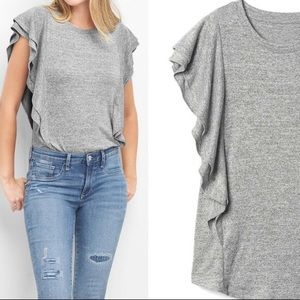 Gap Softspun Flutter Sleeve Top Gray Size S